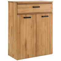 SCHUHSCHRANK Wildeiche massiv, vollmassiv, Hartholz Eichefarben  - Eichefarben/Schwarz, MODERN, Holz/Metall (80/109/39cm)