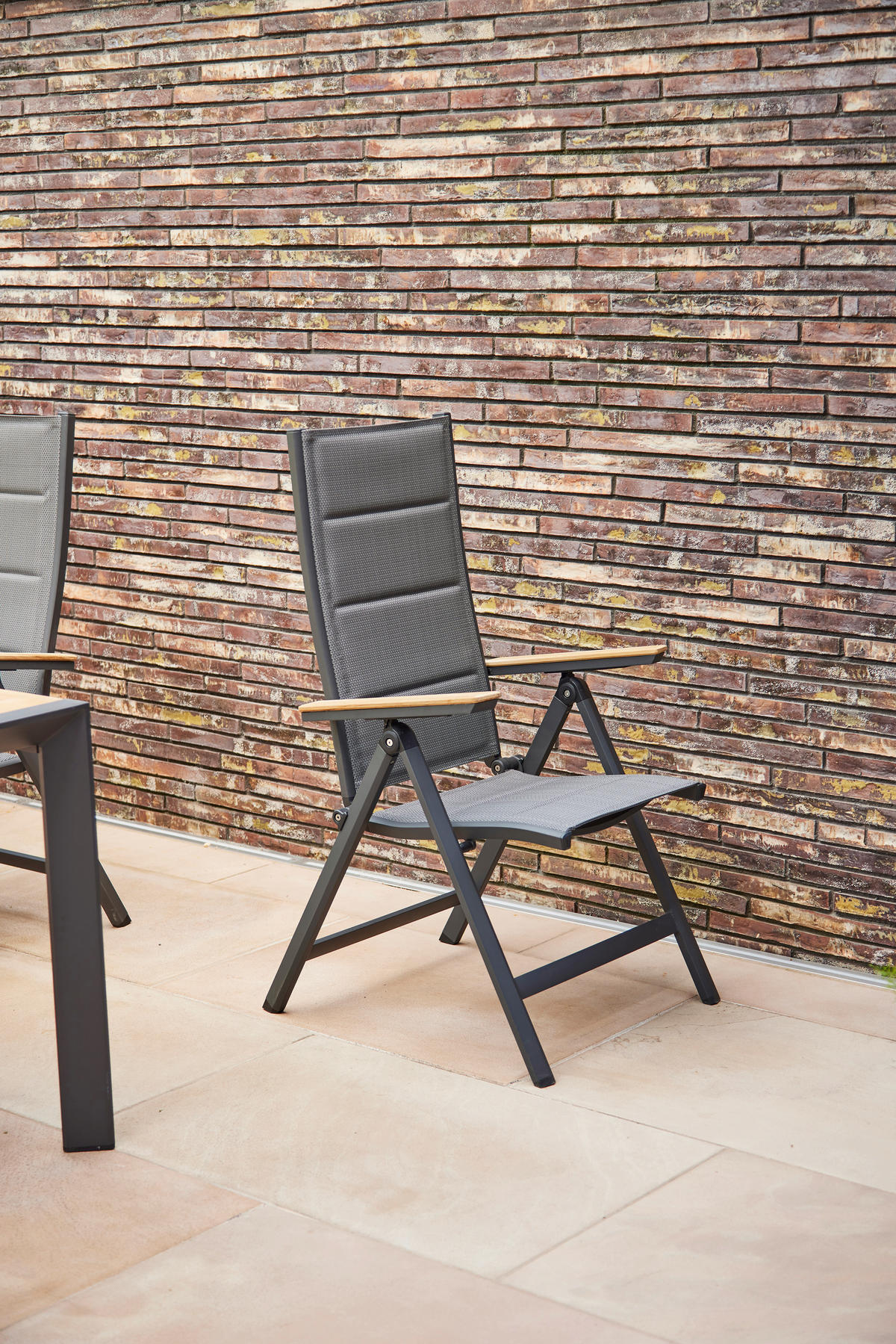 GARTENKLAPPSESSEL Teakholz Aluminium Anthrazit  - Anthrazit, KONVENTIONELL, Holz/Kunststoff (59/110/68cm) - Siena Garden