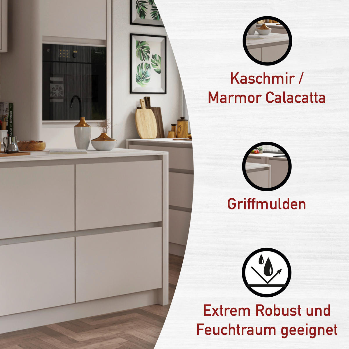 KÜCHENINSEL 129,60/91,9/80 cm  in Weiß, Kaschmir  - Kaschmir/Weiß, MODERN, Holzwerkstoff (129,60/91,9/80cm) - home24