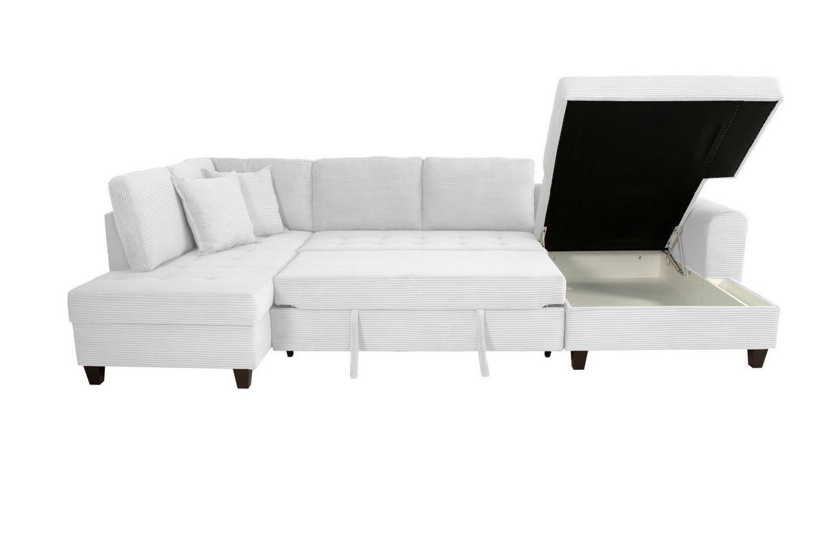 WOHNLANDSCHAFT MORITZ Silberfarben Cord  - Silberfarben, Trend, Textil (178/324/155cm) - P & B