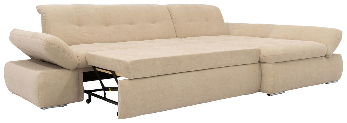 ECKSOFA in Mikrofaser Beige  300/172 cm  - Chromfarben/Beige, KONVENTIONELL, Textil/Metall (300/172cm) - MID.YOU