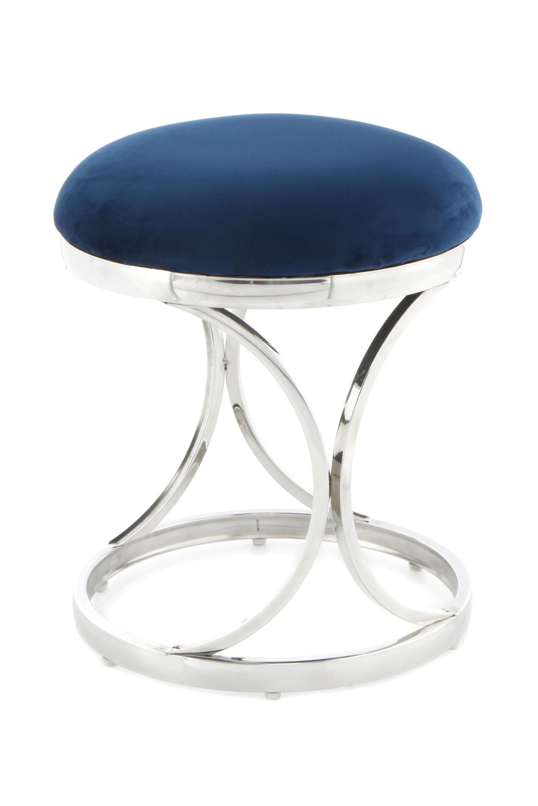 HOCKER in Metall, Textil Blau, Silberfarben  - Blau/Silberfarben, Trend, Textil/Metall (40/49/40cm) - Kayoom