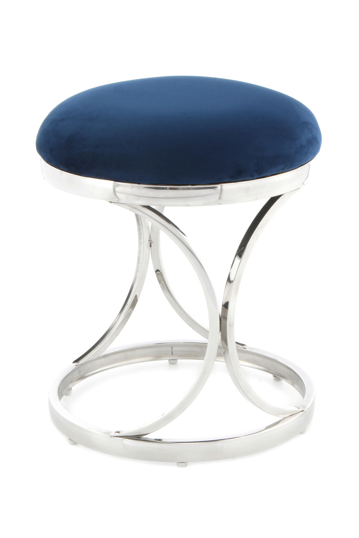 HOCKER in Metall, Textil Blau, Silberfarben  - Blau/Silberfarben, Trend, Textil/Metall (40/49/40cm) - Kayoom