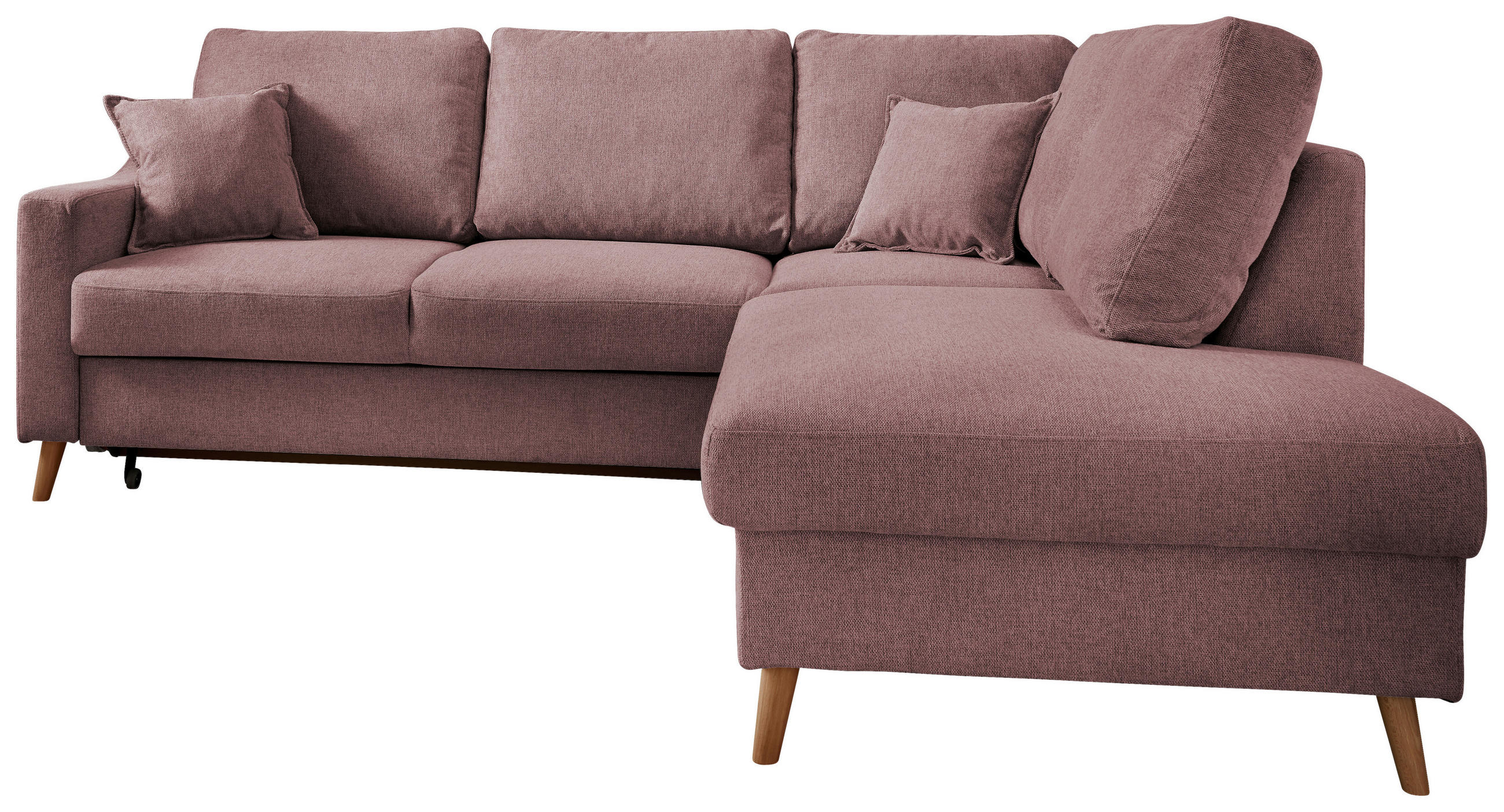 Ecksofa mit Schlaffunktion Valentina mit Kissen Rosa