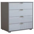KOMMODE , 80/70/43 cm, 4 Schublade(n)  - Chromfarben/Schwarz, KONVENTIONELL, Glas/Holzwerkstoff (80/70/43cm) - Dieter Knoll