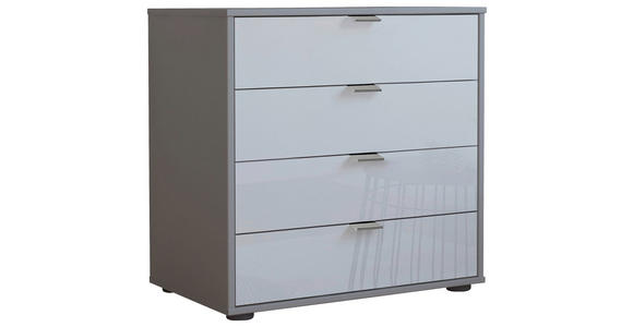 KOMMODE , 80/70/43 cm, 4 Schublade(n)  - Chromfarben/Schwarz, KONVENTIONELL, Glas/Holzwerkstoff (80/70/43cm) - Dieter Knoll