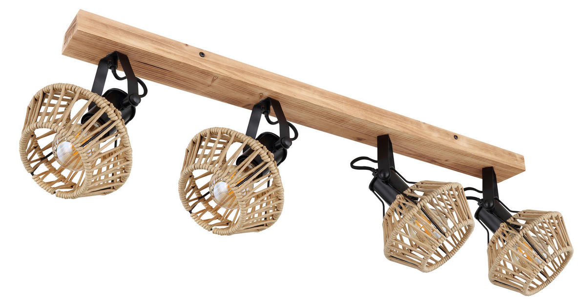 BODOVÉ SVÍTIDLO, 60 W/E27, 80/16/25 cm - tmavě hnědá/černá, Natur, kov/přírodní materiály (80/16/25cm) - Globo