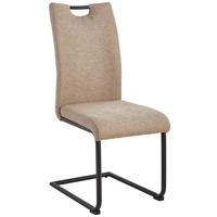 SCHWINGSTUHL  in Eisen Webstoff  - Taupe/Schwarz, Basics, Holz/Textil (43/102/58cm) - MID.YOU