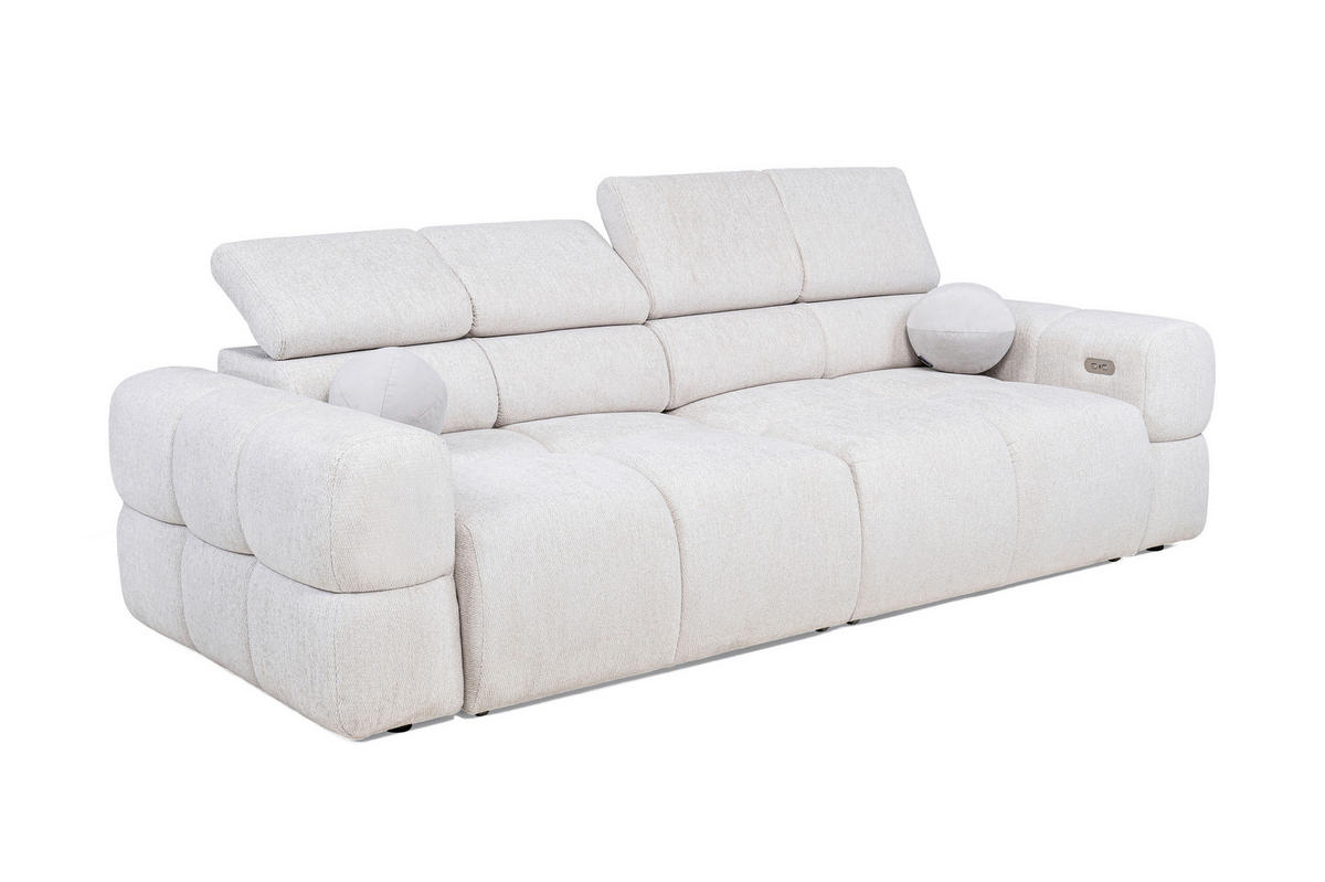 BIGSOFA Chenille Weiß  - Schwarz/Weiß, Design, Kunststoff/Textil (260/76-103/119cm) - Welnova