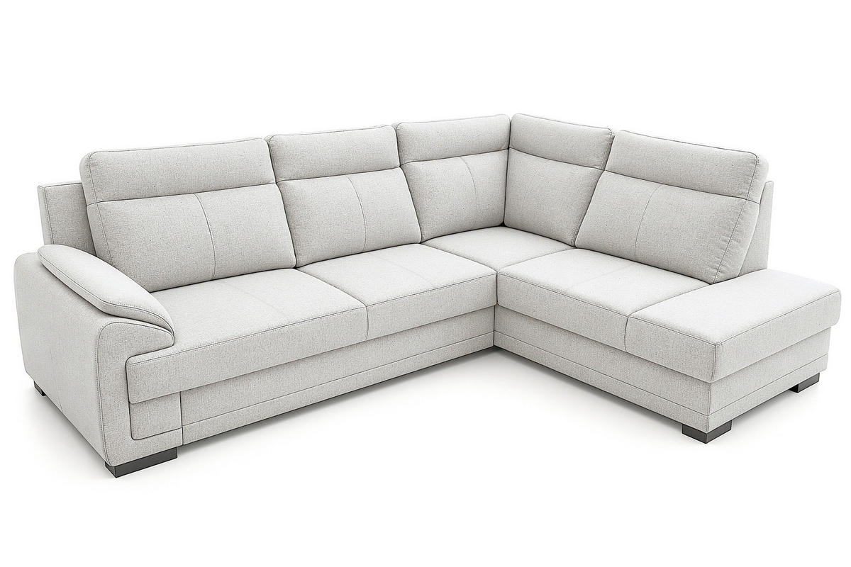 ECKSOFA ALTONA in Flachgewebe Hellgrau  - Hellgrau/Schwarz, Basics, Holz/Holzwerkstoff (272/207cm) - MID.YOU