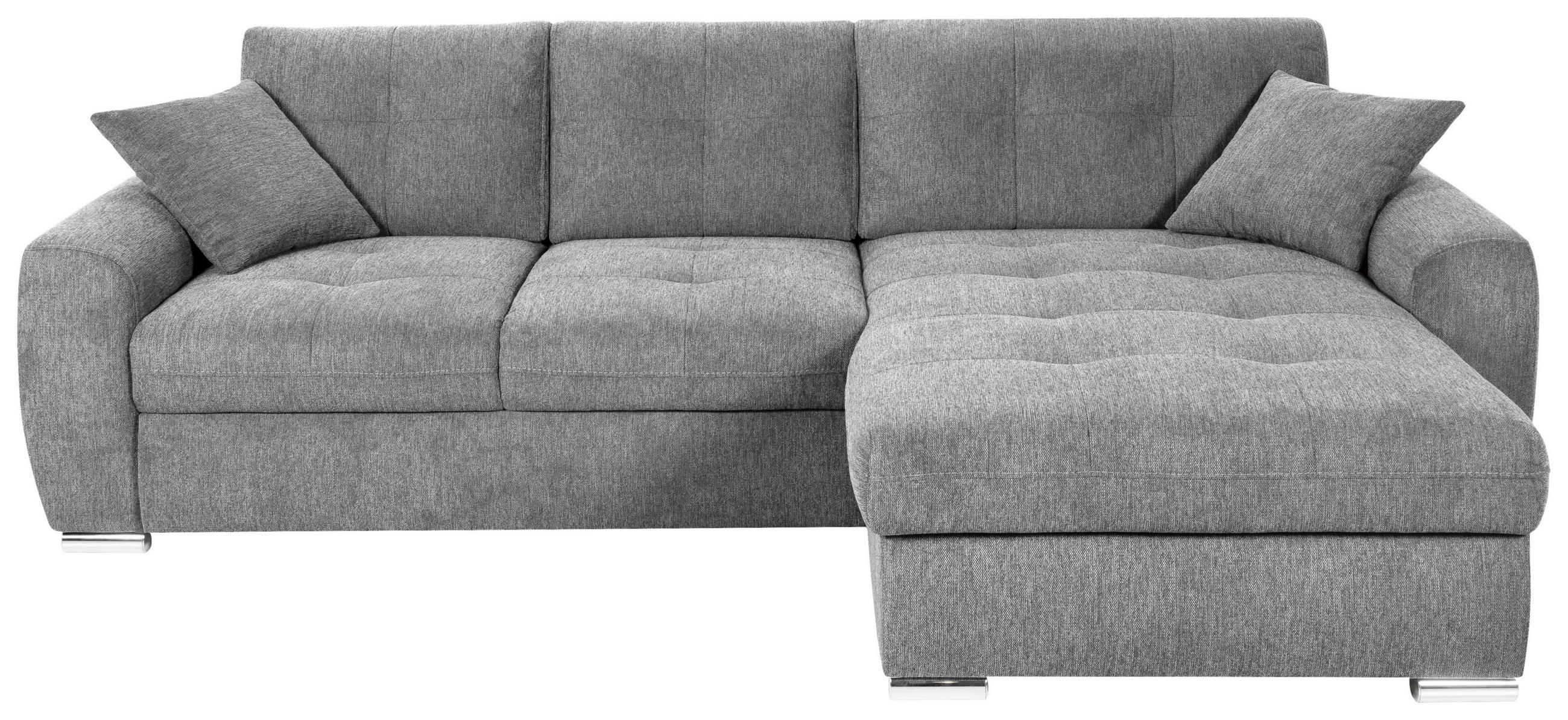 ECKSOFA in Mikrofaser Grau 276/193 cm - Chromfarben/Grau, MODERN, Kunststoff/Textil (276/193cm) - Hom`in