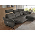 ECKSOFA in Echtleder Dunkelgrau  300/157 cm  - Dunkelgrau/Schwarz, Design, Leder/Metall (300/157cm) - Dieter Knoll