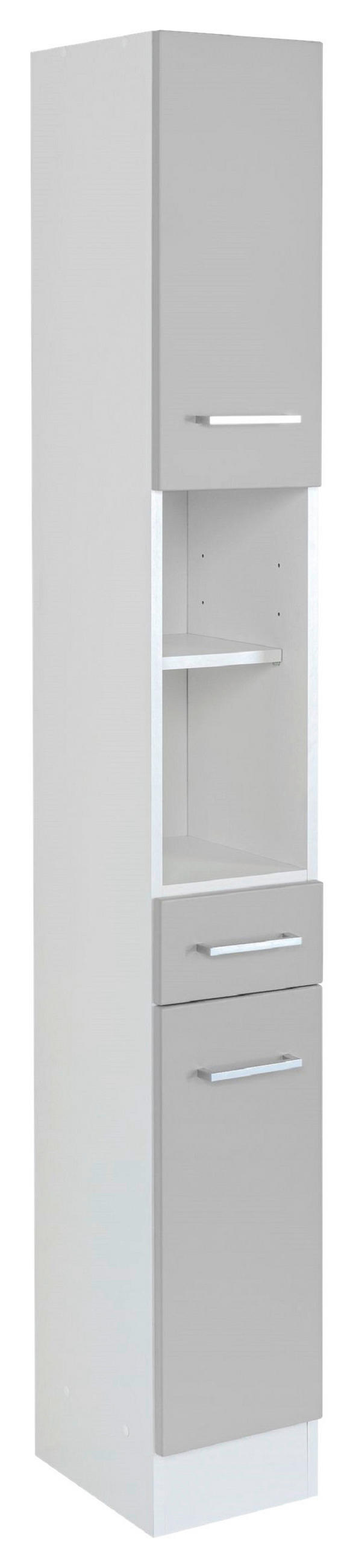 HOCHSCHRANK 25/190/35 cm  - Silberfarben/Hellgrau, MODERN, Holzwerkstoff/Metall (25/190/35cm) - Held