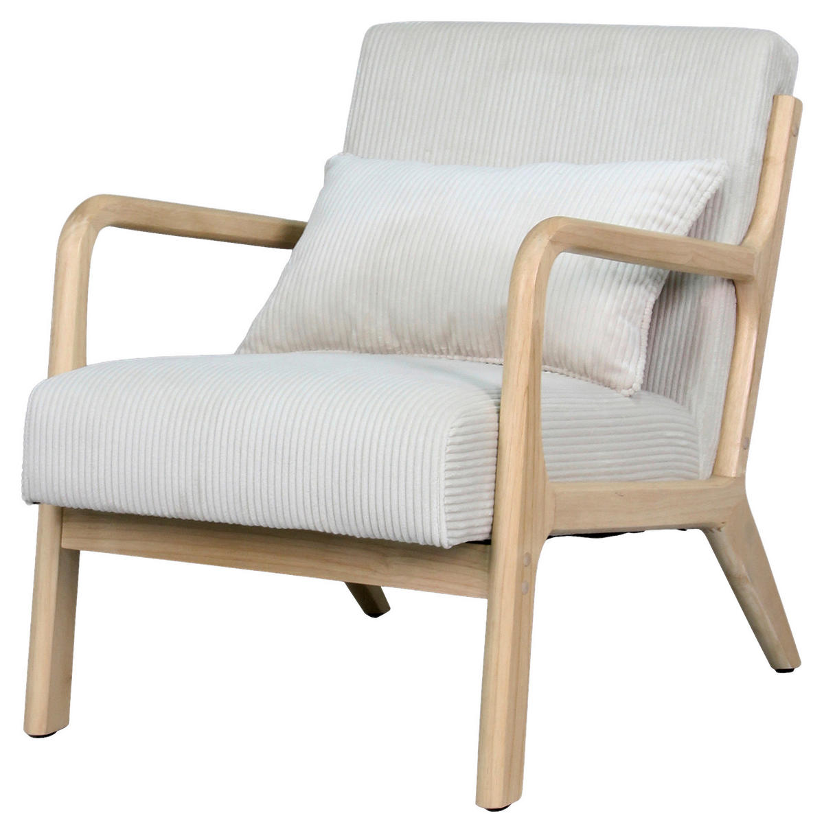 SESSEL in Cord Elfenbein  - Elfenbein/Braun, Basics, Holz/Textil (65/81/76cm) - MID.YOU