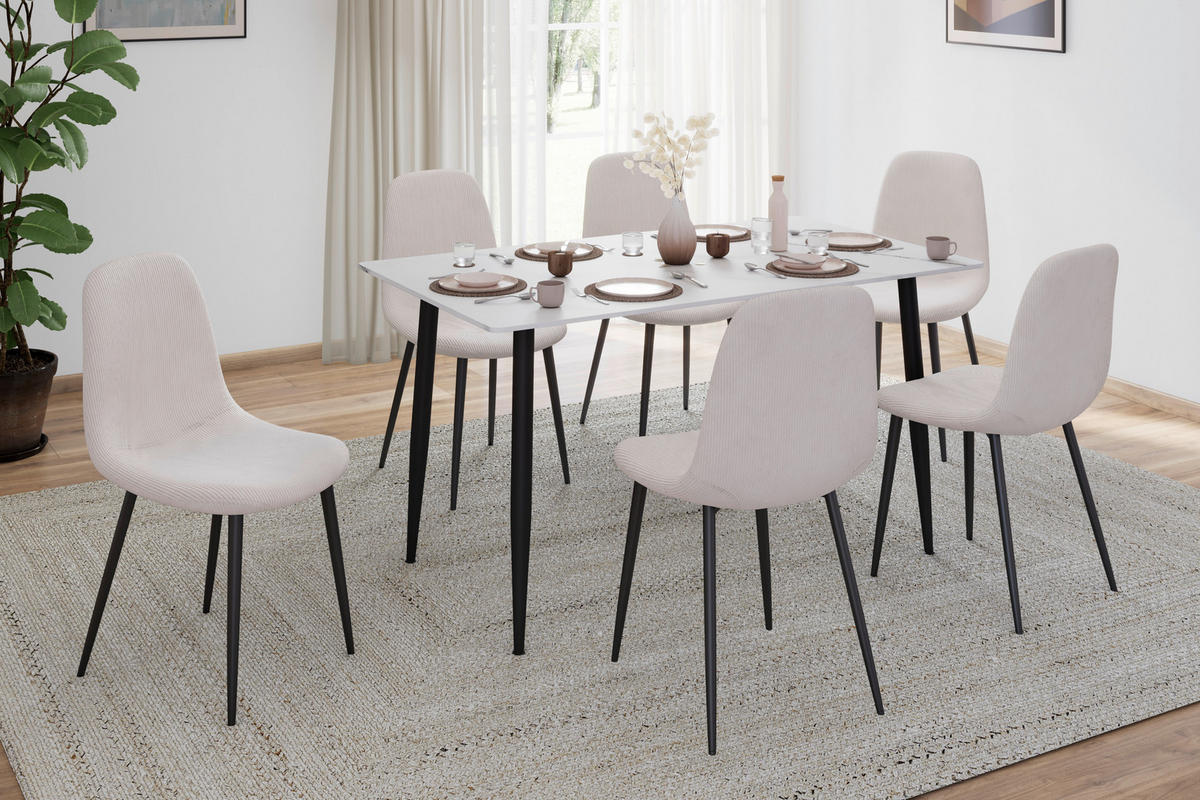 STUHL  in Stahl Cord Metall, Textil  - Beige/Schwarz, Design, Textil/Metall (44/86/53cm) - P & B