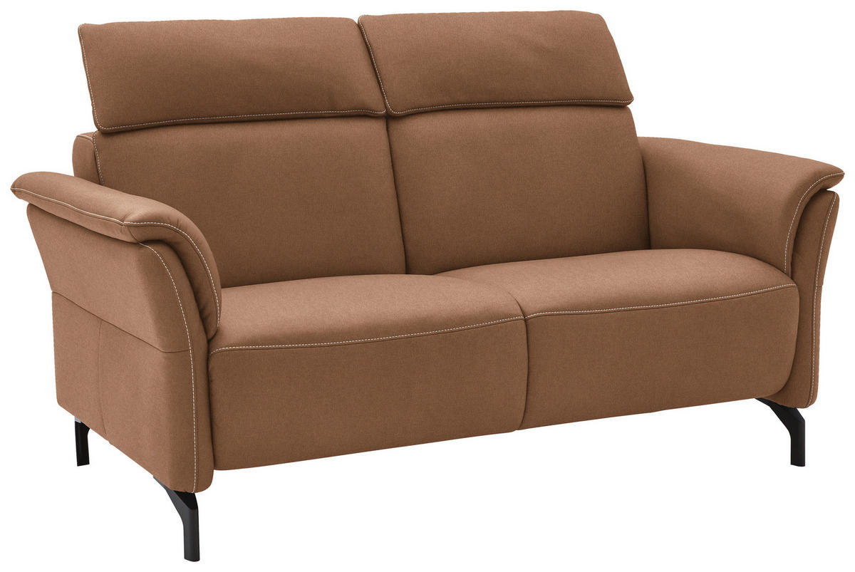2-SITZER-SOFA in Mikrofaser Hellbraun  - Hellbraun/Schwarz, KONVENTIONELL, Textil/Metall (178/103/95cm) - Dieter Knoll