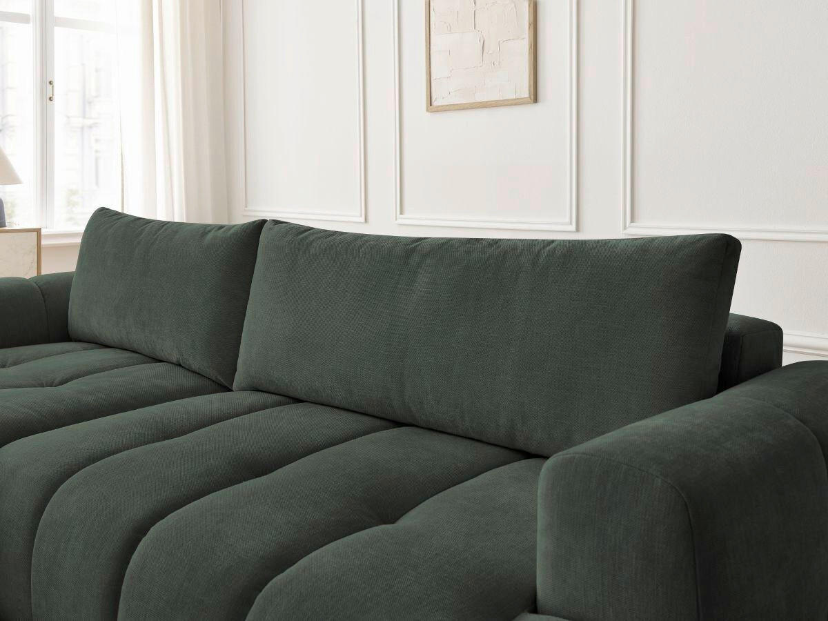 ECKSCHLAFSOFA FUJI Leinenoptik Grün  inkl.  - Schwarz/Grün, MODERN, Kunststoff/Textil (160/292cm)