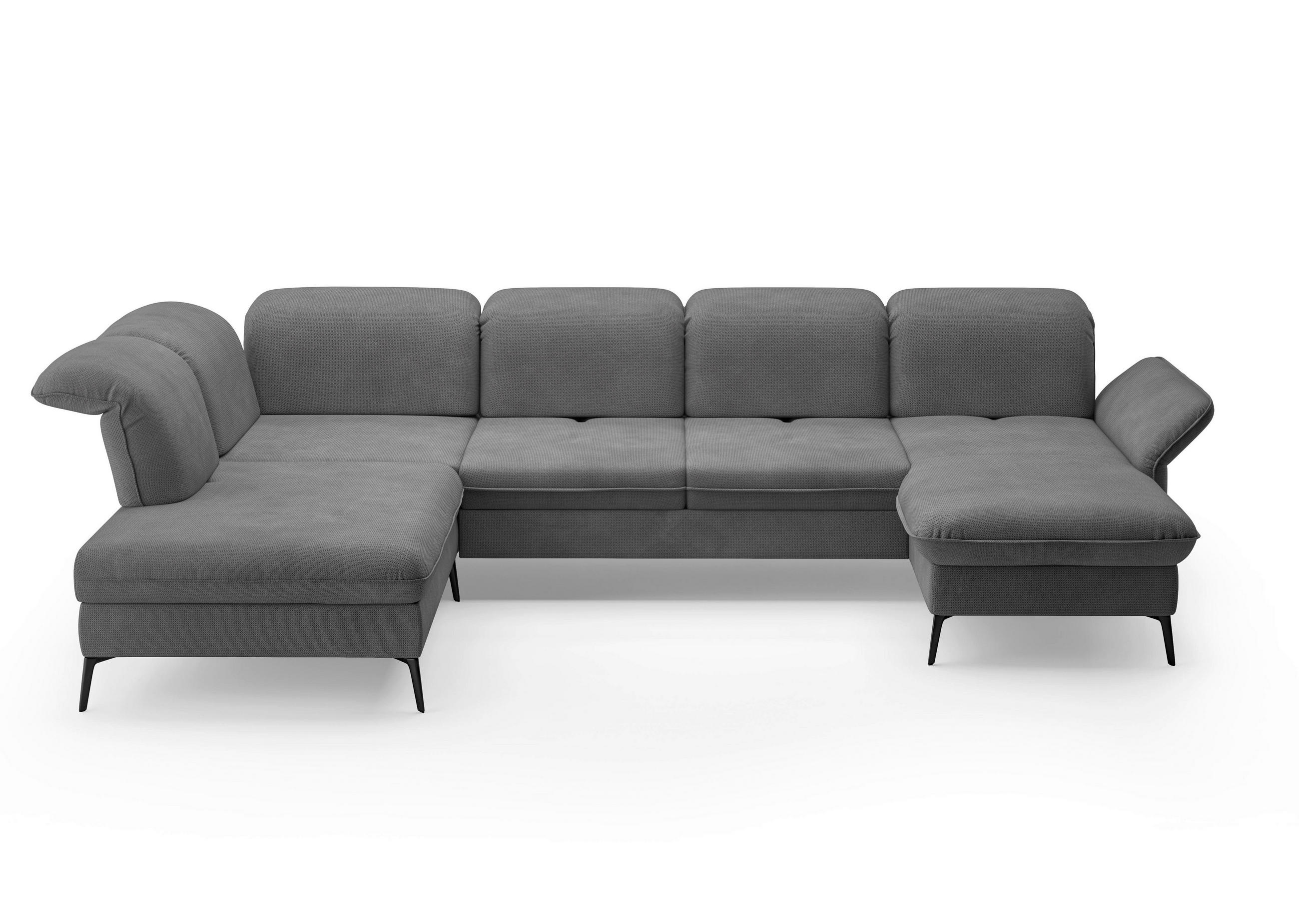 WOHNLANDSCHAFT in Flachgewebe Grau  - Schwarz/Grau, Konventionell, Textil/Metall (231/359/198cm) - Sit & More