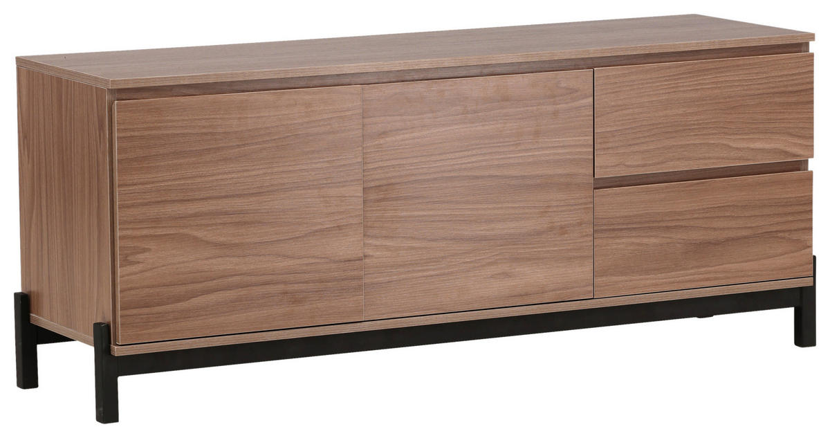 SIDEBOARD 135/56/40 cm  - Nussbaumfarben/Schwarz, Design, Holz/Holzwerkstoff (135/56/40cm) - Livetastic