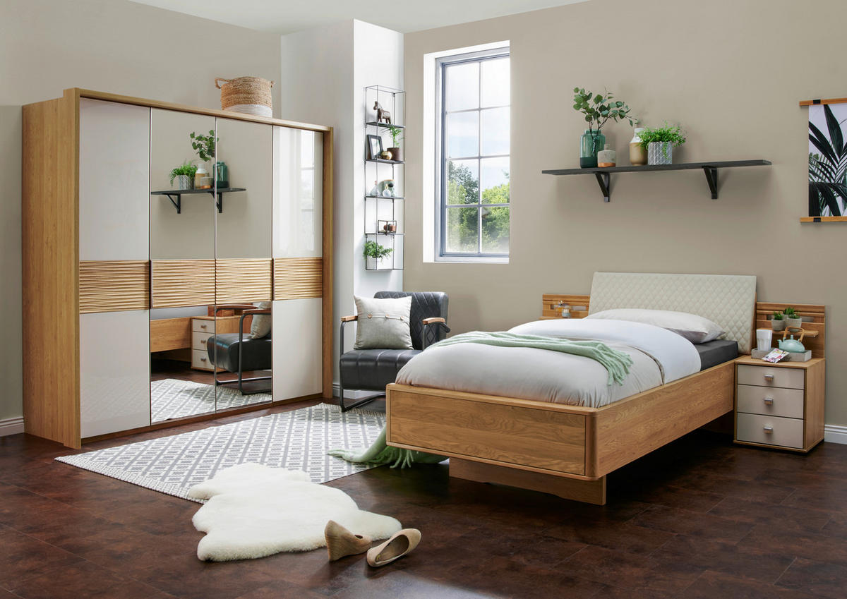 BETT 100/200 cm  in Eichefarben, Champagner   - Champagner/Eichefarben, Konventionell, Holz/Holzwerkstoff (100/200cm) - Venda