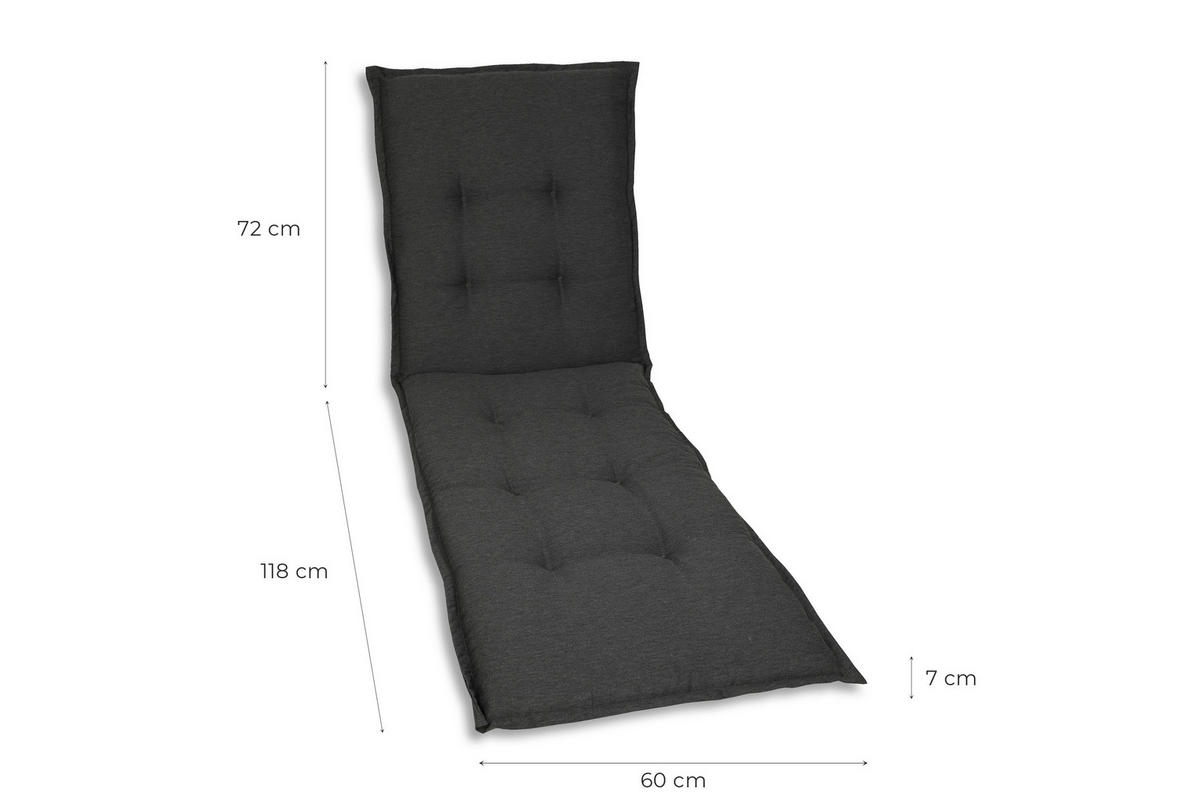 LIEGENAUFLAGE Uni  - Anthrazit, Basics, Textil (60/7/190cm)