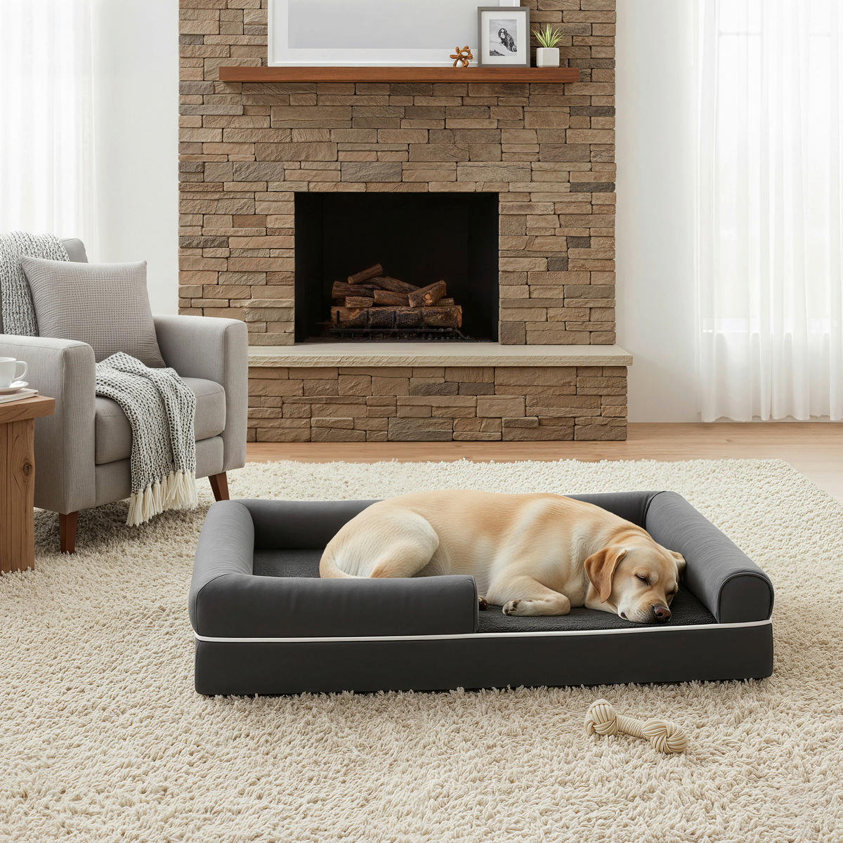 HUNDEBETT - Dunkelgrau, Trend, Kunststoff/Textil (106/18/71cm) - Boxxx