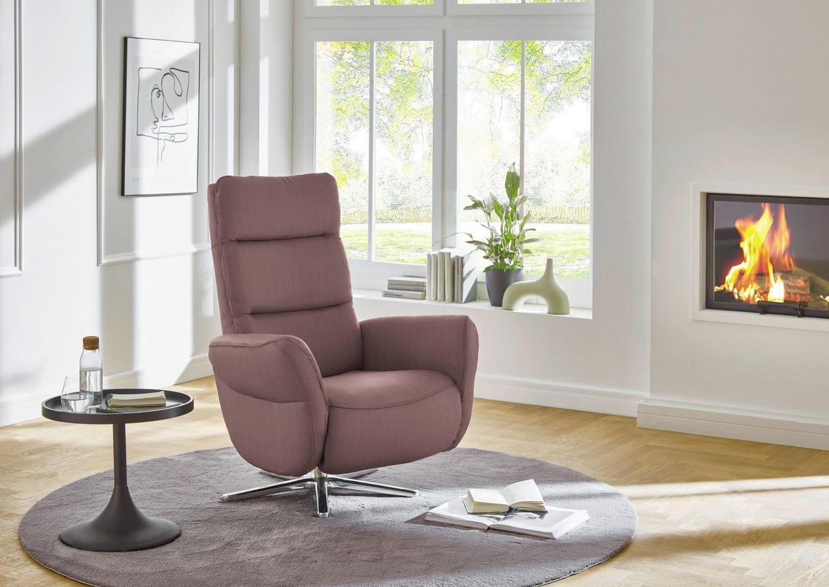 RELAXSESSEL Textil Rosa  - Chromfarben/Rosa, Design, Textil/Metall (78/113/83cm) - Beldomo Speed