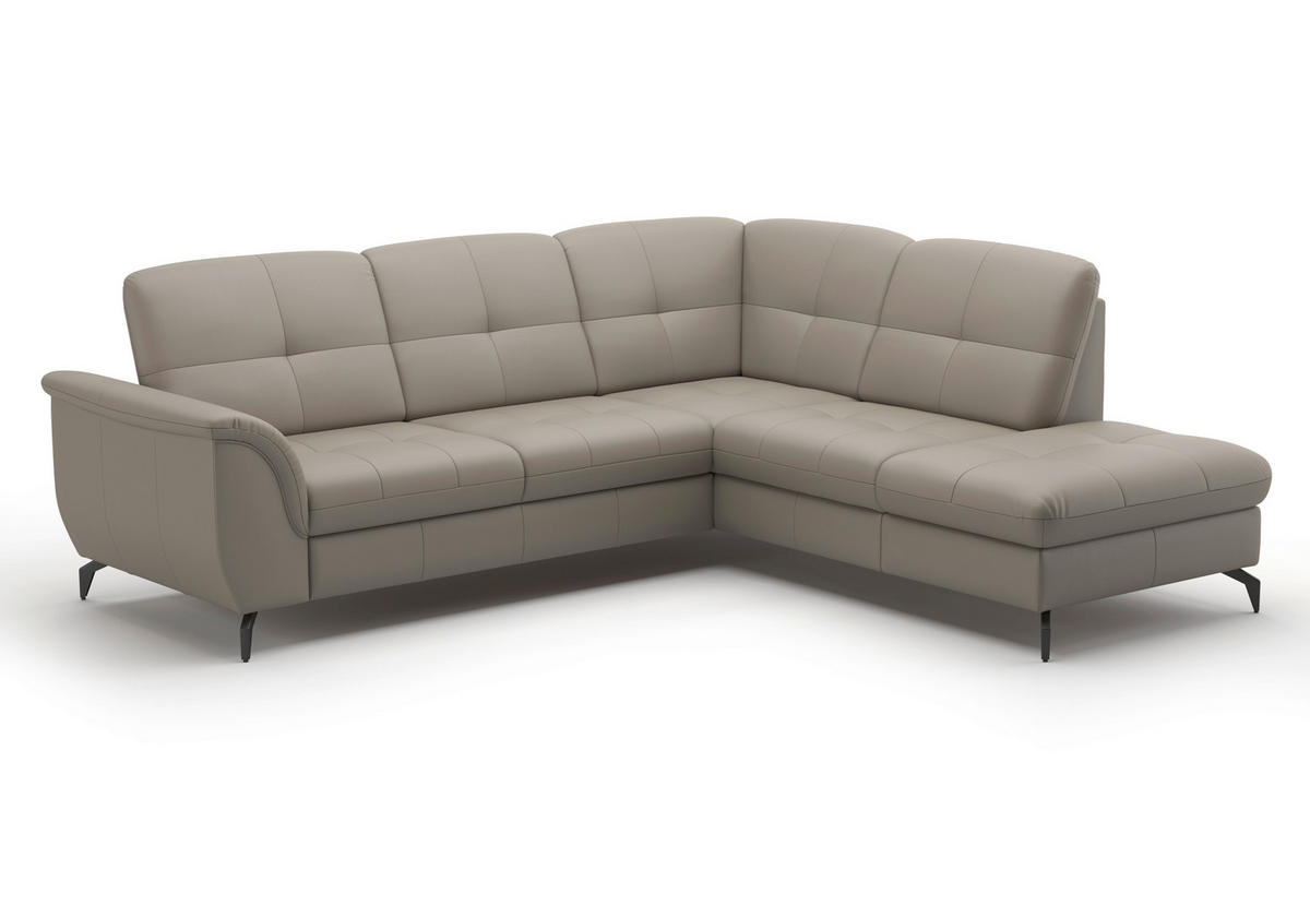 ECKSOFA in Echtleder Grau  244/212 cm  - Schwarz/Grau, MODERN, Leder/Metall (244/212cm) - Sit & More