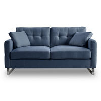 2-SITZER-SOFA HERA Flachgewebe Dunkelblau  - Chromfarben/Dunkelblau, Basics, Textil/Metall (172/94cm) - MID.YOU