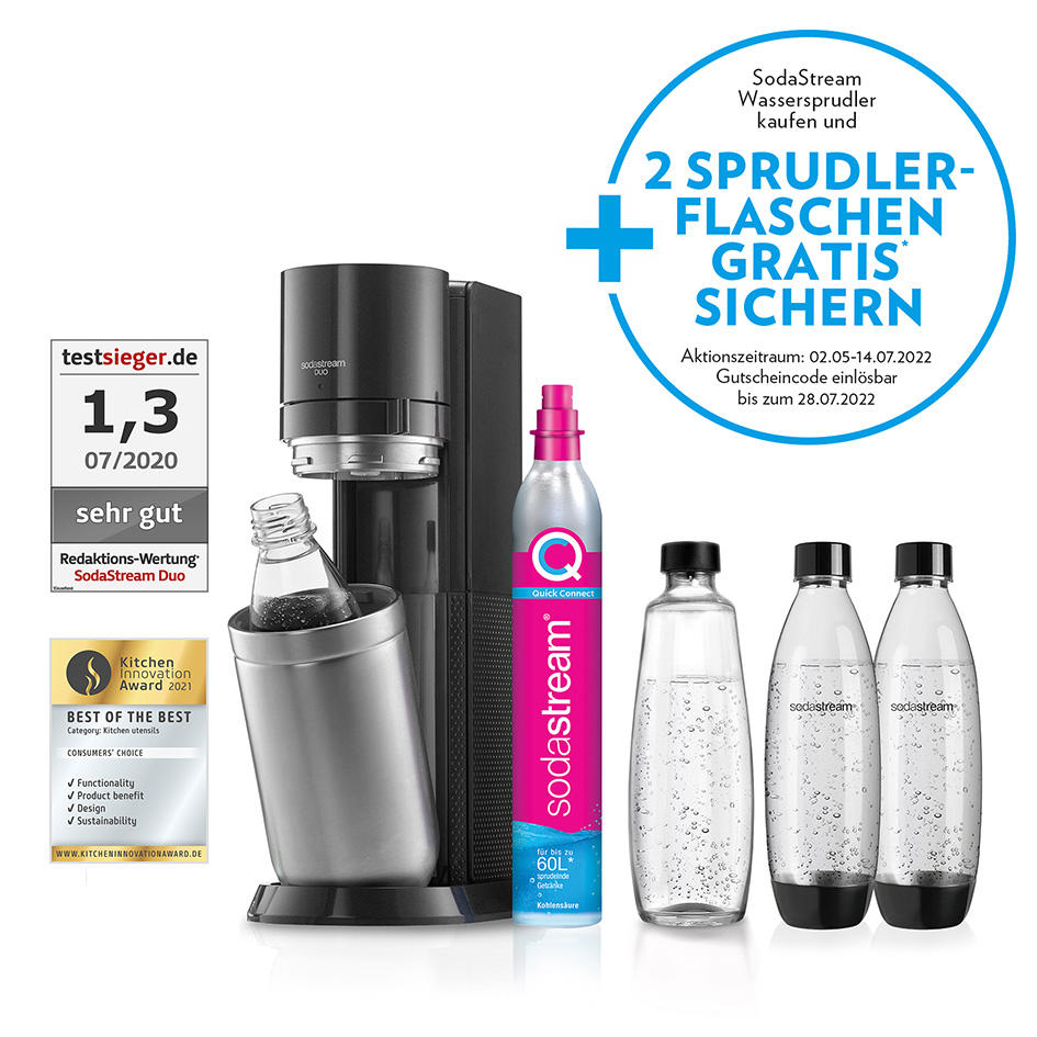 Sodastream Duo Titan - Titanfarben, KONVENTIONELL, Glas/Kunststoff (15,3/44/25,8cm) - SodaStream