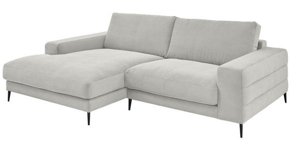 ECKSOFA in Feincord Weiß  - Schwarz/Weiß, Design, Textil/Metall (177/253cm) - Dieter Knoll