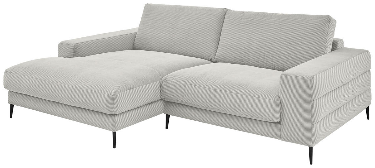 ECKSOFA in Feincord Weiss  - Weiss/Schwarz, Design, Textil/Metall (177/253cm) - Dieter Knoll