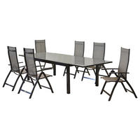 GARTENSET 7-teilig  - Graphitfarben/Braun, MODERN, Textil/Metall - Gardenson