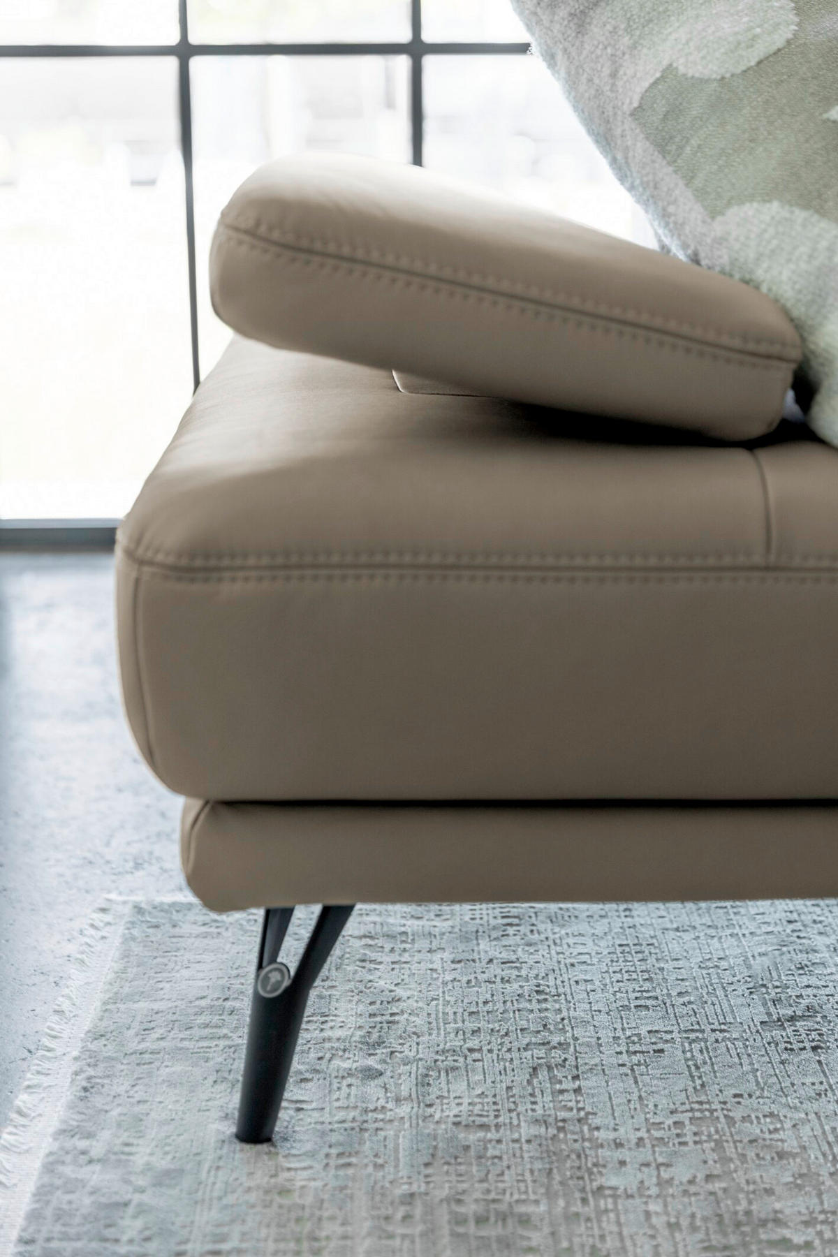 ECKSOFA JOOP! STUDIO Beige Echtleder  - Beige/Schwarz, KONVENTIONELL, Leder/Metall (301/180cm) - Joop!