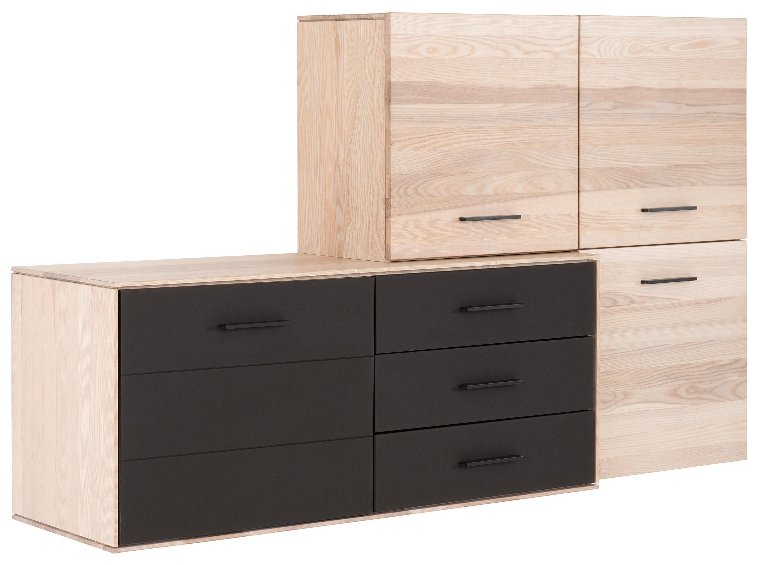 KOMMODE 181,7/108,6/44 cm in Eschefarben, Dunkelbraun - Eschefarben/Dunkelbraun, Design, Glas/Holz (181,7/108,6/44cm) - Valdera