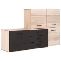 KOMMODE 181,7/108,6/44 cm  in Eschefarben, Dunkelbraun  - Eschefarben/Dunkelbraun, Design, Glas/Holz (181,7/108,6/44cm) - Valdera