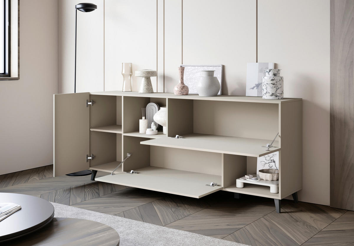 SIDEBOARD  180/76/39 cm  - Kaschmir/Schwarz, Design, Holzwerkstoff/Kunststoff (180/76/39cm) - P & B