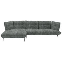 ECKSOFA in Flachgewebe Dunkelgrau  153/339 cm  - Dunkelgrau/Schwarz, Design, Textil/Metall (153/339cm) - Moderano