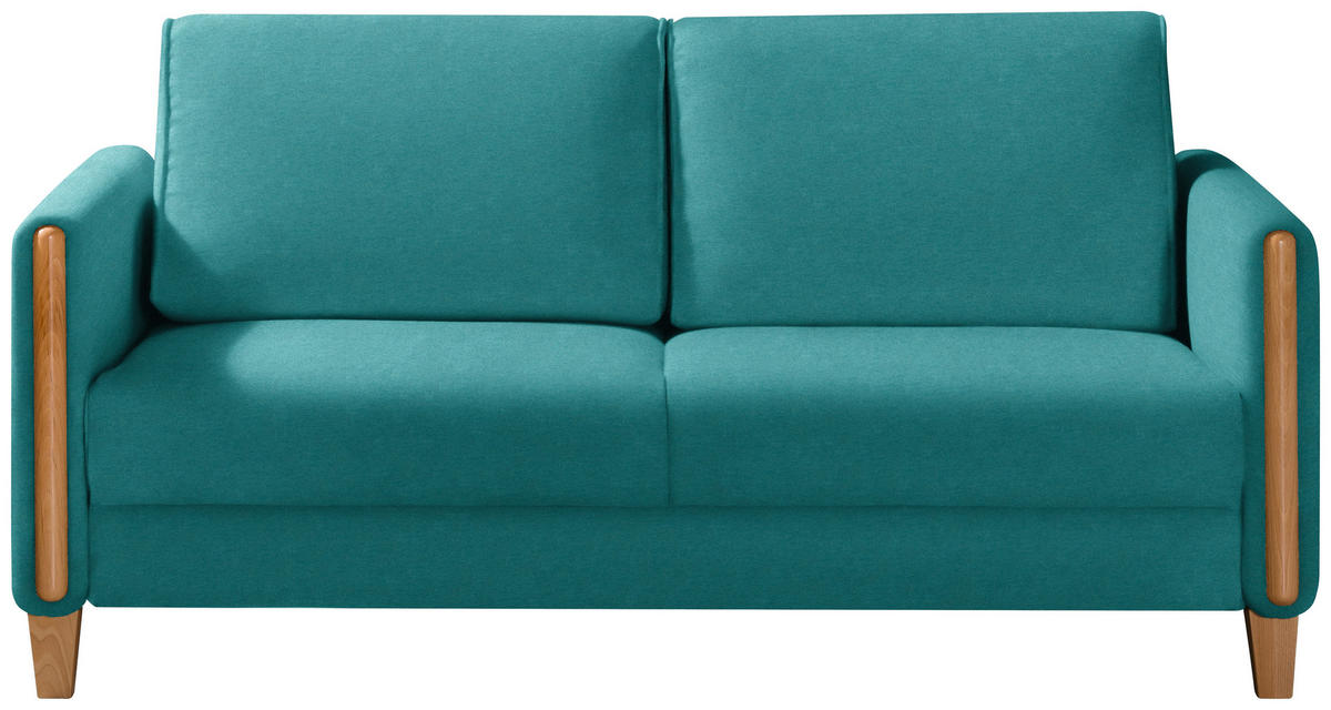 SCHLAFSOFA in Flachgewebe Türkis, Buchefarben  - Türkis/Buchefarben, Design, Holz/Textil (174/88/104cm) - Niels Andersson