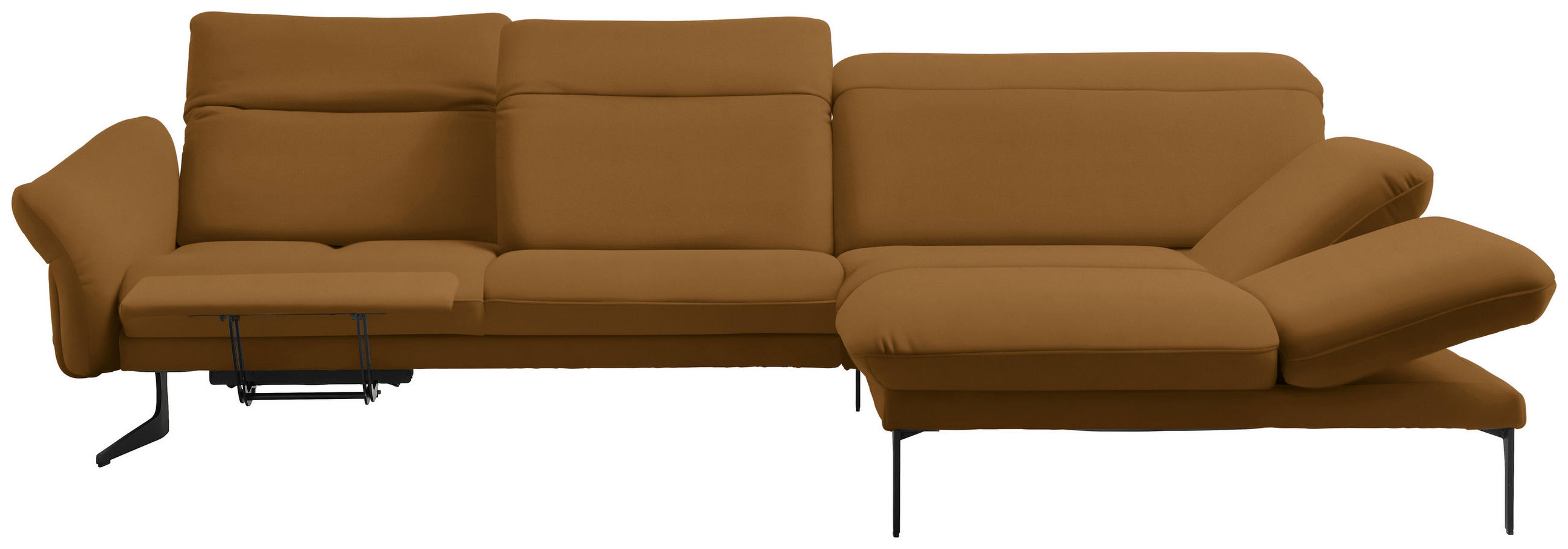 ECKSOFA Hellbraun Echtleder - Hellbraun/Anthrazit, Design, Leder/Metall (299/203cm) - Himolla