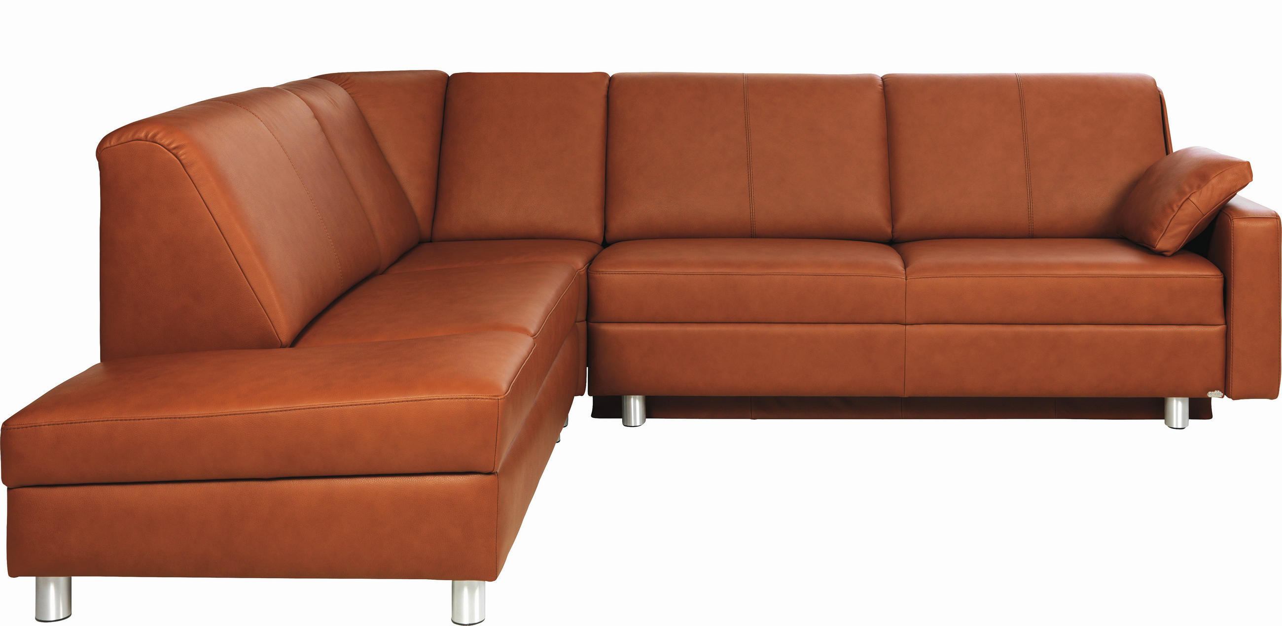 ECKSOFA in Echtleder Honig  217/268 cm  - Alufarben/Honig, KONVENTIONELL, Leder/Metall (217/268cm) - Sedda