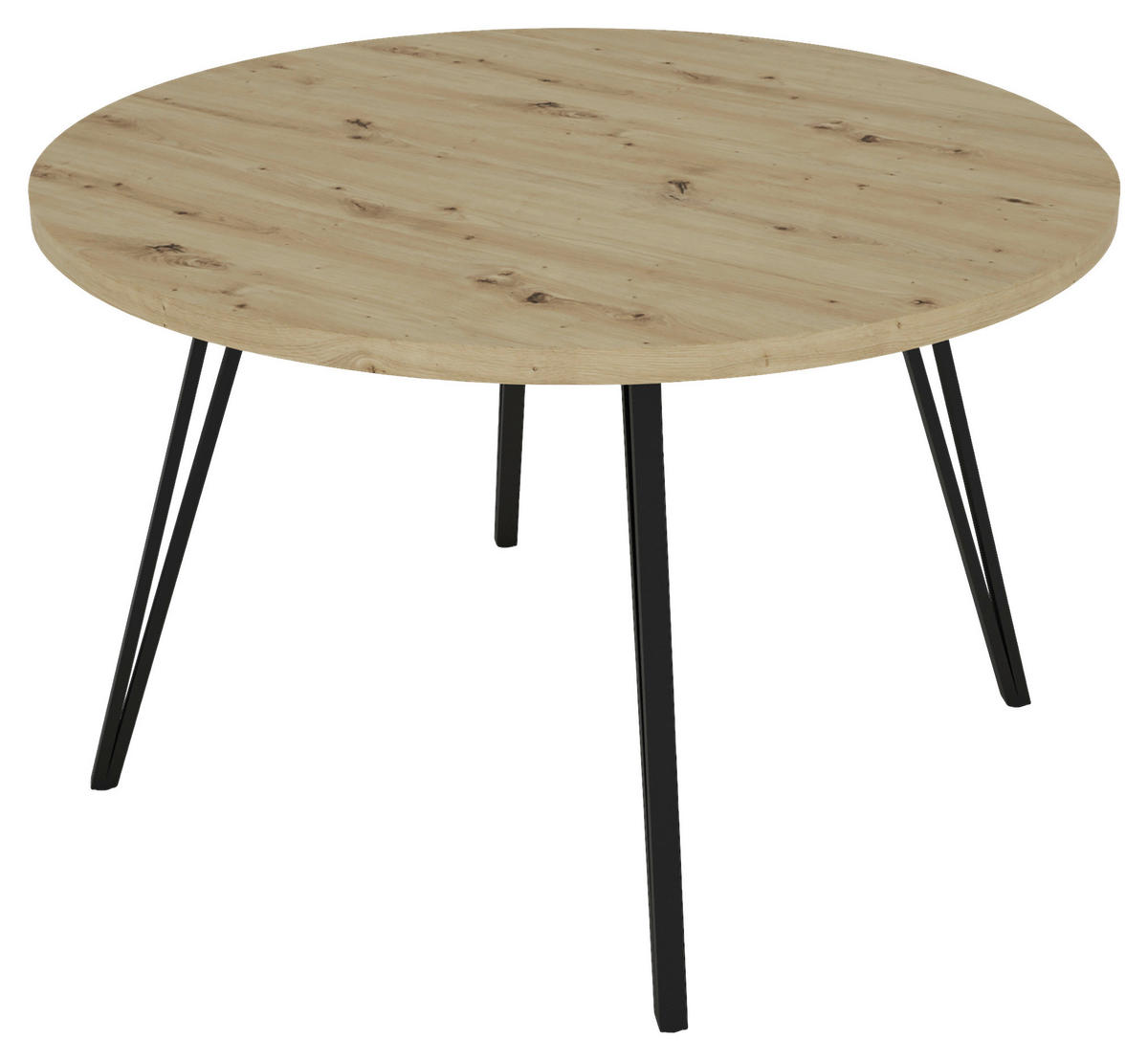 ESSTISCH in Metall, Holzwerkstoff 120/120/76 cm  - Schwarz/Eiche Artisan, LIFESTYLE, Holzwerkstoff/Metall (120/120/76cm) - MID.YOU