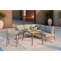 LOUNGEGARNITUR 218/188 cm Aluminium, Stahl  - Anthrazit/Hellgrau, MODERN, Kunststoff/Textil (218/188cm) - Ambia Garden