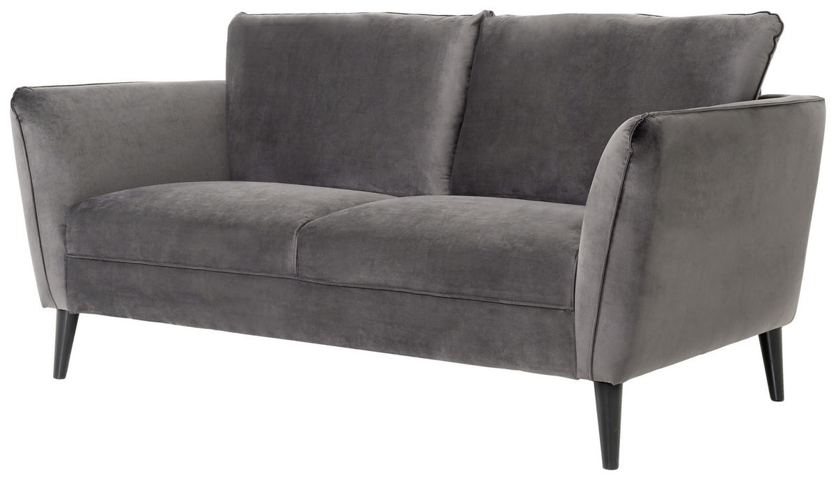 2-SITS SOFFA i trä, textil mörkgrå  - mörkgrå/svart, Basics, trä/textil (169/85/90cm) - Hom`in
