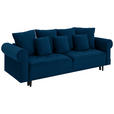 BIGSOFA in Samt Blau  - Blau/Schwarz, Design, Holz/Textil (248/96/95cm) - Carryhome