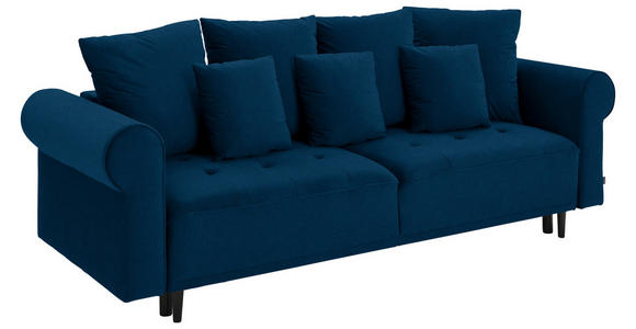 BIGSOFA in Samt Blau  - Blau/Schwarz, Design, Holz/Textil (248/96/95cm) - Carryhome