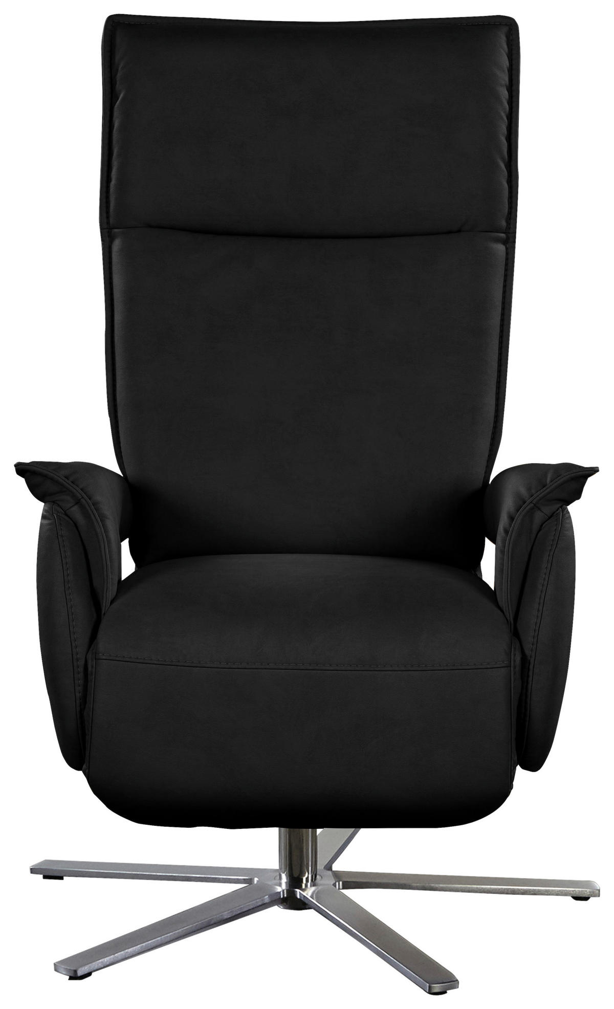 FERNSEHSESSEL in Schwarz  - Edelstahlfarben/Schwarz, Modern, Leder/Metall (77/116/80cm) - Livetastic