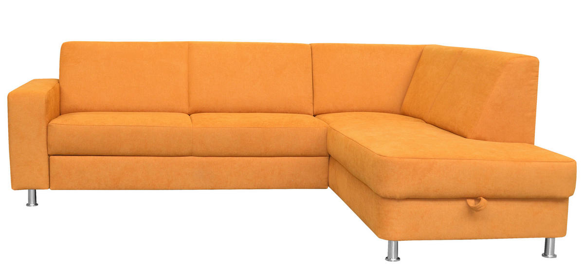 ECKSOFA Gelb Chenille  - Chromfarben/Gelb, Design, Kunststoff/Textil (248/198cm) - Xora