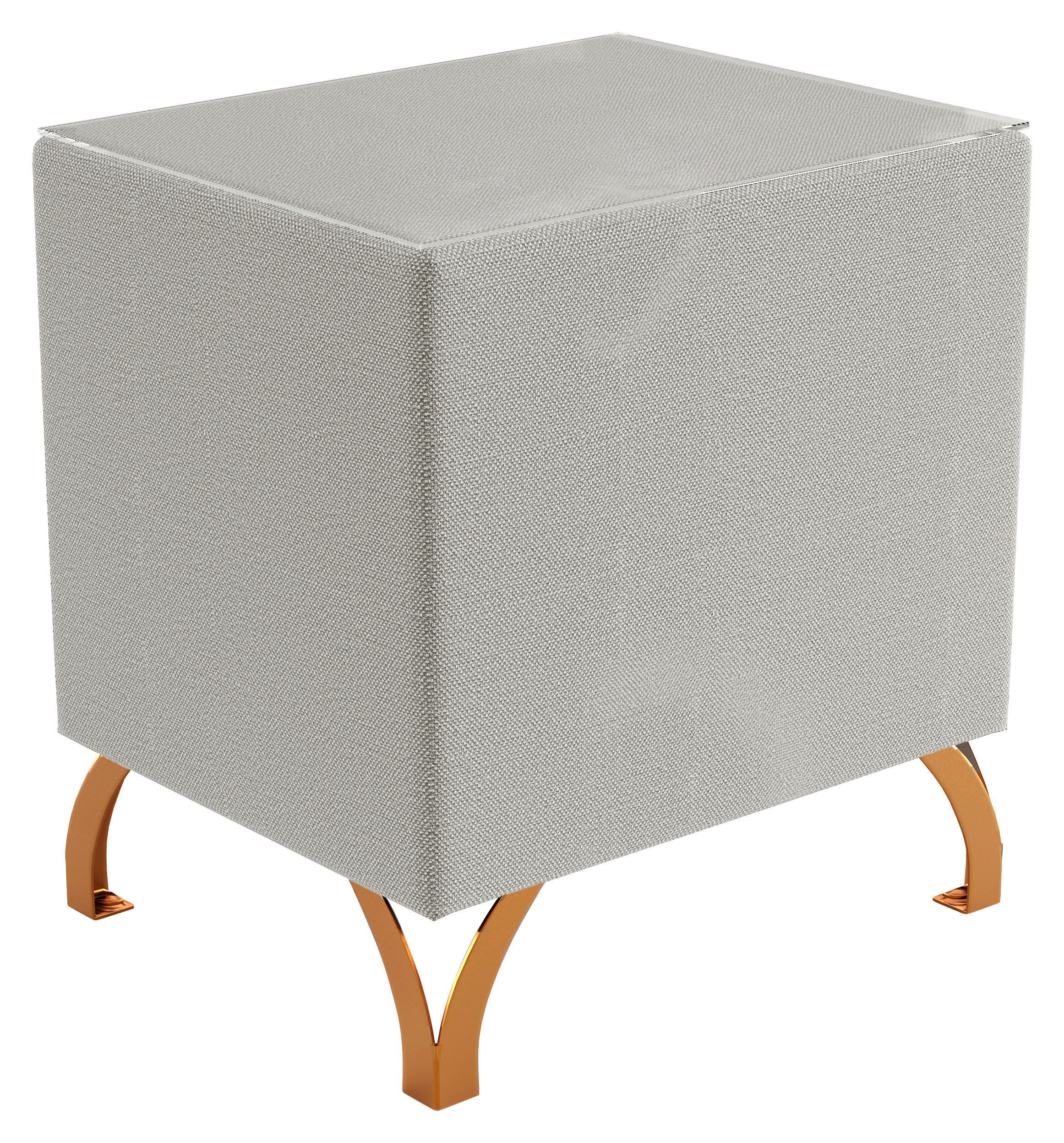 NACHTSCHRANK 45/55/45 cm  - Hellgrau/Kupferfarben, Design, Glas/Textil (45/55/45cm) - Esposa