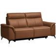 3-SITZER-SOFA  in Echtleder Cognac   - Cognac/Schwarz, Design, Leder/Metall (207/107/98cm) - Belluti